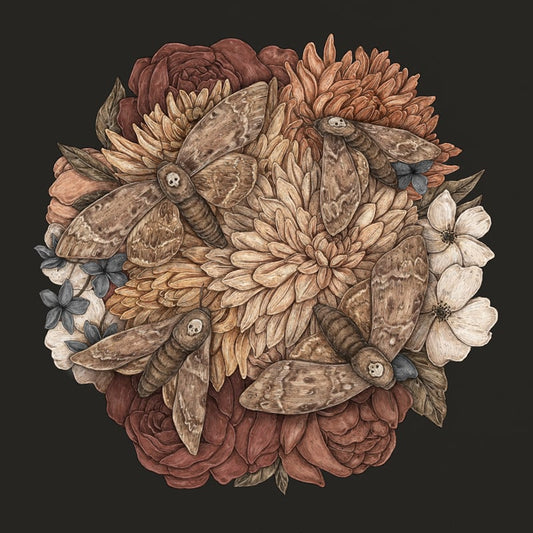 Jessica Roux: Dahlias and Moths Print