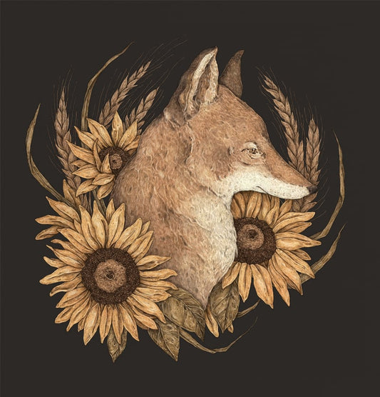 Jessica Roux: Coyote and Sunflowers