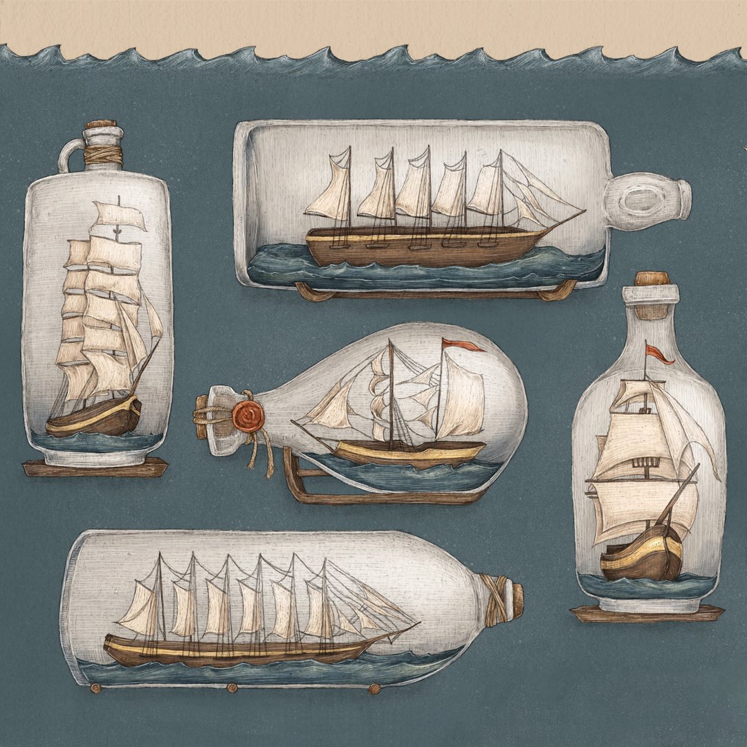 Jessica Roux: Ship in a Bottle Print